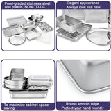 12-Piece Stainless Steel Baking Pans Set, P&P CHEF Kitchen Bakeware Set, Include Baking Sheet with Rack, Round/Square Cake Pan, Lasagna Pan, Loaf Pan, Muffin Pan, Pizza Tray & 2 Covers, Durable P&P CHEF