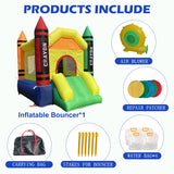 Dvreugde Outdoor & Indoor Mini Inflatable Bounce House with Blower Toddler Castle Kids Bouncy House with Slide, air Blower, Carrying Bag and Water Bag Dvreugde