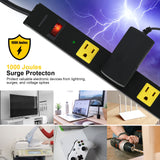 SURAIELEC 12 Outlet Long Metal Power Strip, 15 FT Cord Surge Protector, Angled Flat Plug, Wide Spaced Outlet Power Bar, 15A Breaker, Wall Mountable, Industrial Heavy Duty for Work Bench, Shop, Garage SURAIELEC