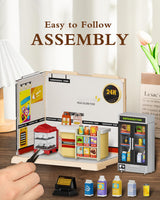 DIY Miniature House Kit, Dollhouse Kit, Miniature Kit, DIY Mini House Building Kit for Adult Teen, Plastic Tiny House Making Kit, Best Craft Hobbies Gift, Convenience Store INRATELL
