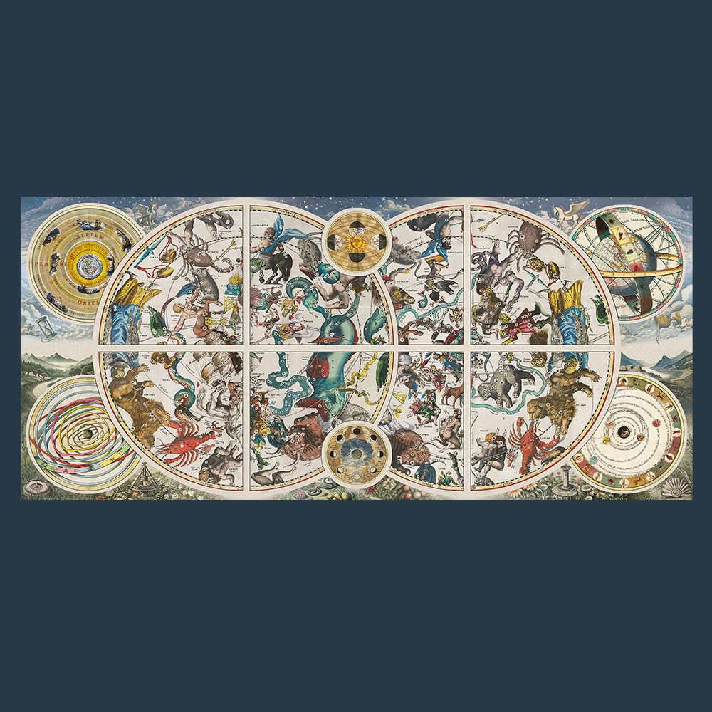 Trefl Ancient Celestial Maps 9000 Jigsaw Puzzle Prime 78"x37" Large Jigsaw with Ancient Map of The Sky, Thick Cardboard, BIO, ECO, Creative Fun for Adults and Children from 12 Years Old Trefl