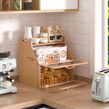 Bread Box, Bread Box for Kitchen Countertop, Large Bread Storage Container for Homemade Bread, Wooden Farmhouse Breadbox Organizers, Double Layer Bread Bin with Acrylic Window Bread Holder,Brown TQQDCI