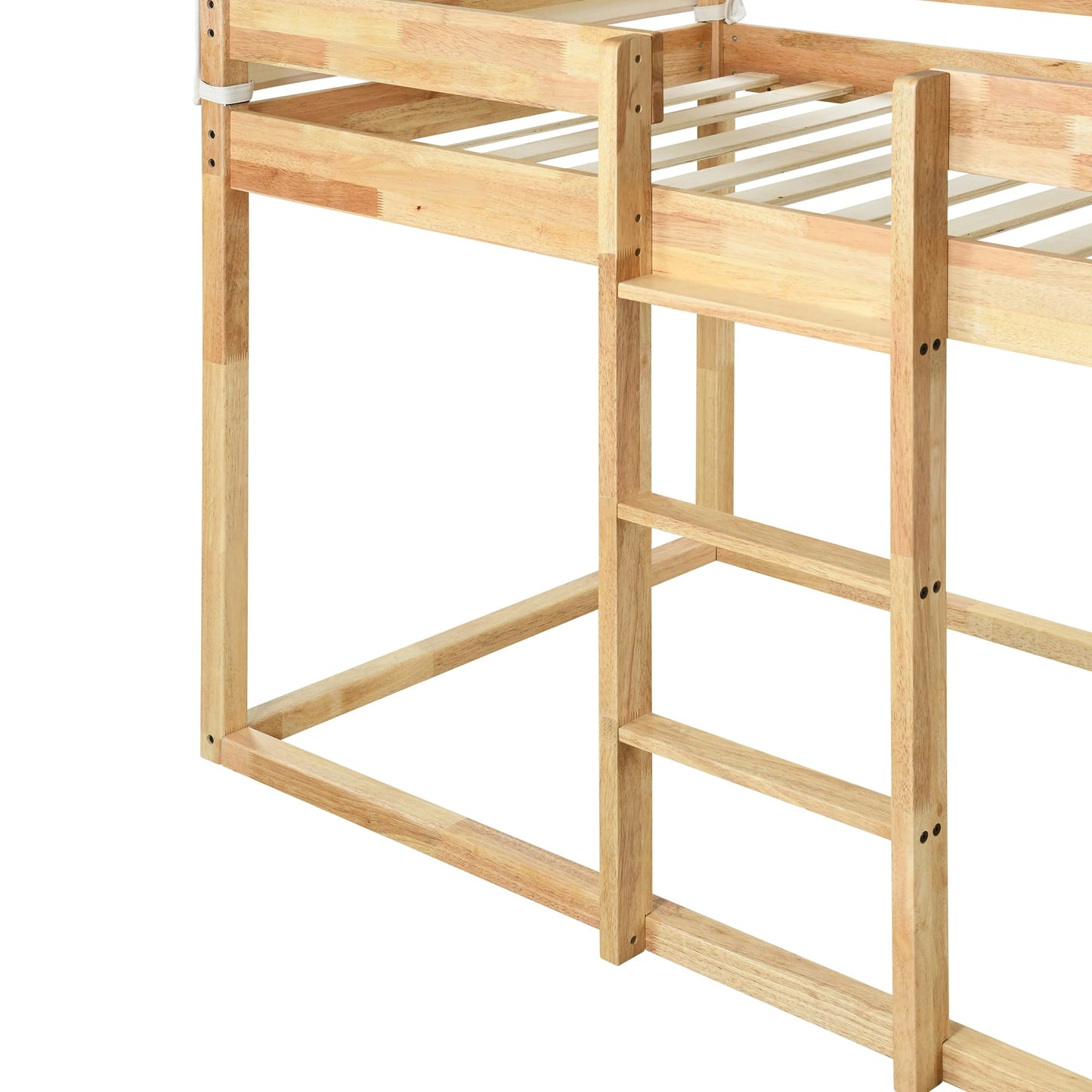 Harper & Bright Designs Twin Over Twin House Bunk Bed with Tent in Natural Wood Finish - WoodArtSupply