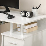 HOMCOM 47" Computer Desk with Keyboard Tray and Storage Drawers, Home Office Workstation Table with Storage Shelves, White Wood Grain HOMCOM