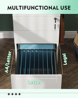 DEVAISE 3 Drawer Rolling File Cabinet with Lock, Wood Under Desk Filing Cabinet fits Letter/Legal/A4 Size for Home Office, White DEVAISE