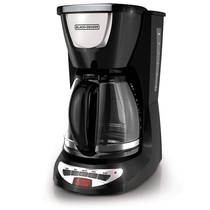 BLACK+DECKER 12-Cup Programmable Coffee Maker, DCM100B, Duralife Carafe, Easy-View Water Window, Removable Filter Basket