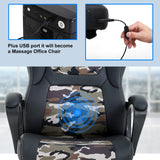 Gaming Chair Computer Chair Office Chair Ergonomic High Back Massage PC Desk Chair with Lumbar Support & Padded Armrest Racing Style Cheap Adjustable Swivel Chair for Women Men Adult, Camo Dkeli