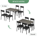 Litake Dining Room Table Set for 4, Kitchen Table Set with PU Upholstered Chairs, Square 5 Pieces Dining Table Set for Small Space, Apartment, Gray Litake