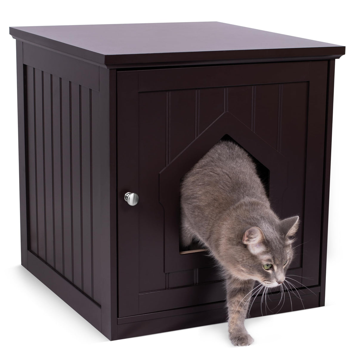 BirdRock Home Decorative Cat House & Side Table | Cat Home Covered Nightstand | Indoor Pet Crate | Litter Box Enclosure | Hooded Hidden Pet Box | Cats Furniture Cabinet | Kitty Washroom BIRDROCK HOME