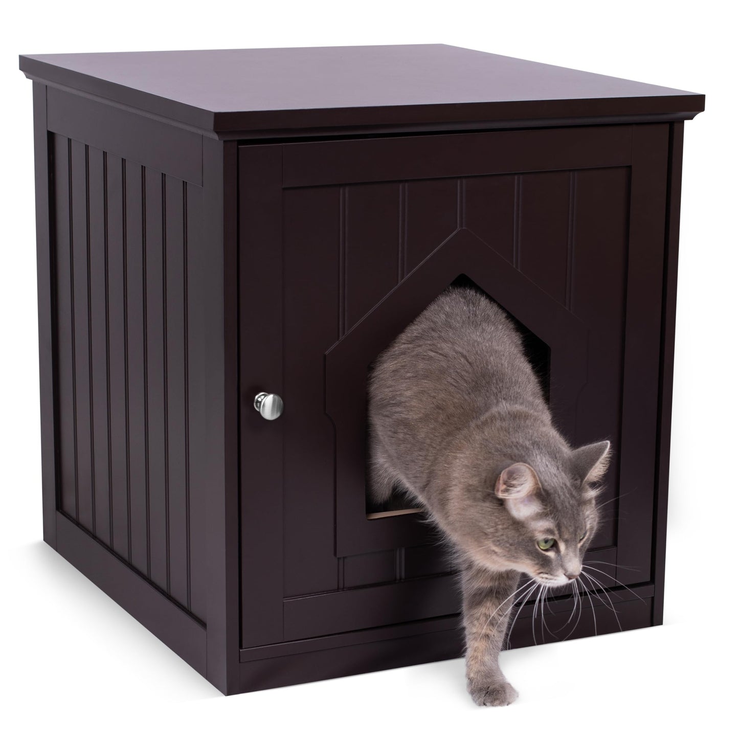 BirdRock Home Decorative Cat House & Side Table | Cat Home Covered Nightstand | Indoor Pet Crate | Litter Box Enclosure | Hooded Hidden Pet Box | Cats Furniture Cabinet | Kitty Washroom