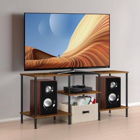 50 inch TV Stand for Bedroom Rustic Brown TV Entertainment Center with Storage 3 Tier TV Table Stand for Living Room TV Console Table for 50 43 40 32 inch TV Luplom