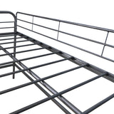 JURMERRY Metal Loft Twin Bed with Sturdy Steel Frame, High Sleeper Multipurpose Use Full-Length Guardrails & One Integrated Ladders Space- with Strong Board Slats,Black JURMERRY