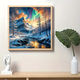 Winter Landscape Diamond Art Painting Kits for Adults, Mountain Lake Diamond Painting Kits for Adults Beginners, 5D DIY Full Drill Diamond Dot Gem Art Kits for Adult, Home Wall Decor 13.8x13.8 Inch AWLNKMC