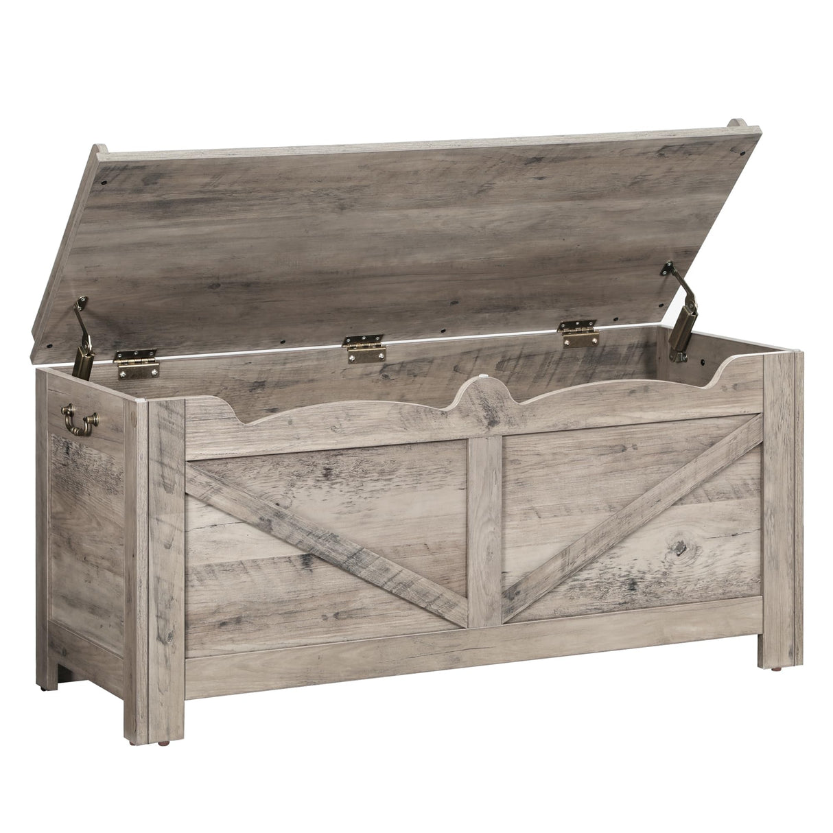 Hzuaneri 39.4" Storage Chest, Lift-Top Storage Trunk with 2 Safety Hinges, Wooden Bench Box Chest Organizer for Bedroom, Entryway, Living Room, Greige SB04505X Hzuaneri