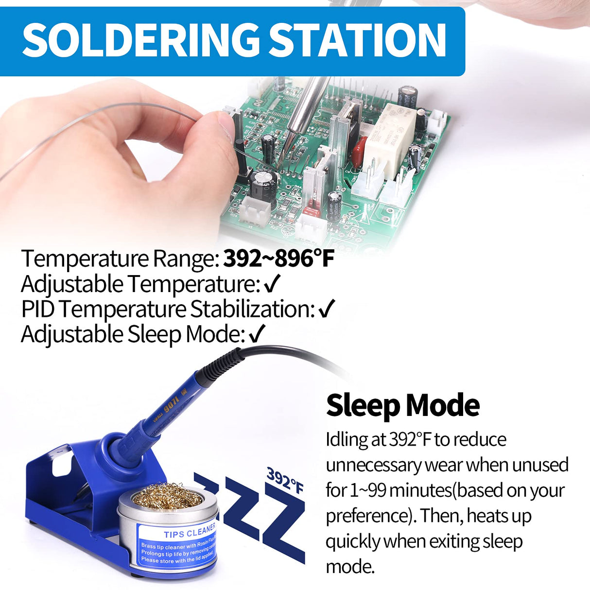 YIHUA 862BD+ SMD ESD Safe 2 in 1 Soldering Iron Hot Air Rework Station °F /°C with Multiple Functions YIHUA