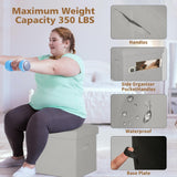 BelugaHelper Folding Storage Ottoman. Foot Rest Stool with Thicker Foam Padded Seat. 330 lbs Leather Ottoman with Storage Bench for Living Room, Bedroom, Home Office Table, 17x13x13in, Grey BelugaHelper