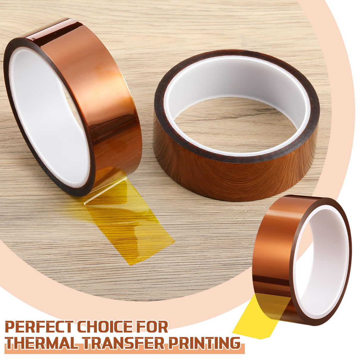 Outus 2 Rolls Heat Tape High Temperature Polyimide Tape, 500 Fahrenheit Degree Heat Resisitant Heat Transfer Tape Adhesive Tape for Soldering, Electrical, 3D Printer Application (1.18''x 108ft) Outus