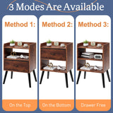 Huhote NightStand with Open Shelf,Night Stand with Drawer Storage Side Table End Table,Bedside Table with Solid Wood Feet,Mid Century Night Stands for Bedroom Sofa Couch Small Spaces(Brown) Huhote