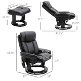 HOMCOM PU Leather Massage Recliner Chair with Ottoman 10 Point Vibration Swiveling Armchair, Black HOMCOM