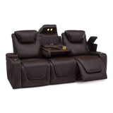 Seatcraft Vienna Home Theater Seating - Living Room - Italian Leather - Power Recline - Power Headrest - Powered Lumbar - AC USB Charging - Cup Holders - (Sofa with Fold Down Table, Brown) Seatcraft