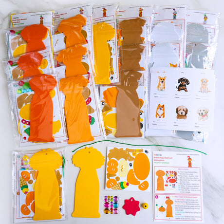 Winlyn 24 Sets Kids Crafts Kits DIY Dog Bookmark Ornaments Decorations Art Set Pet Arts Crafts Foam Stickers for Summer Camping Party Favors Reading Rewards Art Project Classroom Birthday Activities Winlyn