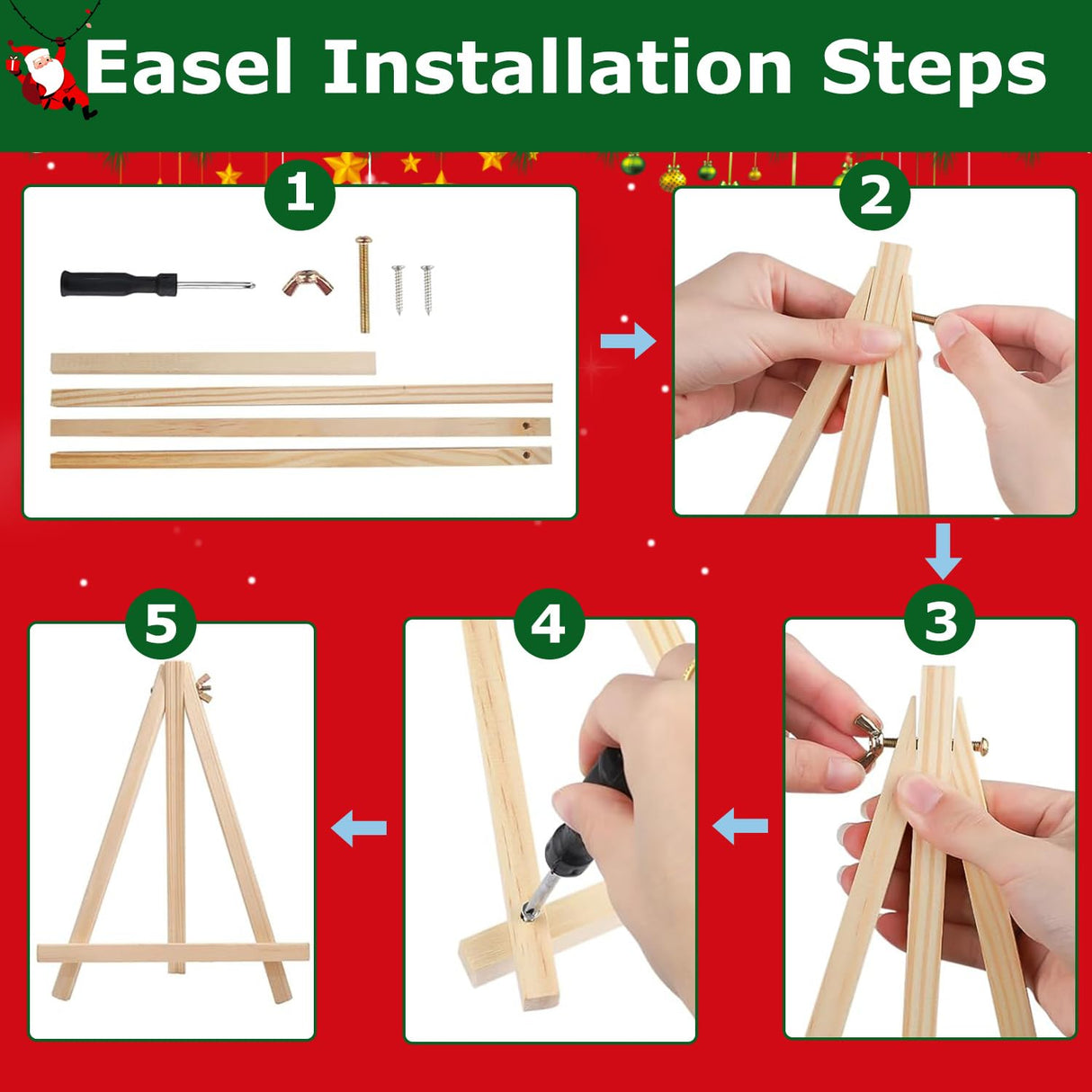 Christmas Paint by Numbers for Adults Framed, Gnome Paint by Numbers Kit for Adults with Easel, Easy Crafts Painting by Number for Gift Home Decor 9.84x9.84 in hkejoi