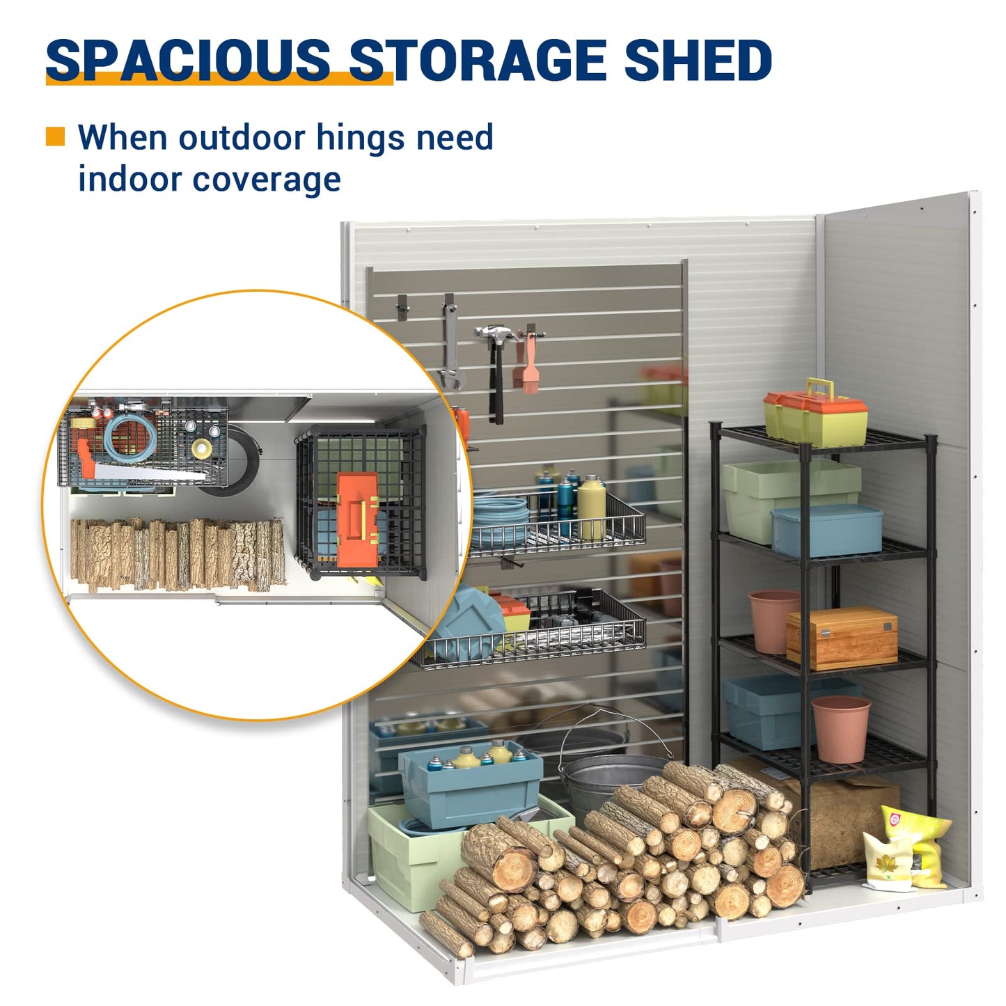 UDPATIO Outdoor Storage Shed 5x3 FT, Resin Garden Shed for Bike, Garbage Can, Tool, Plastic Outside Sheds & Outdoor Storage Storage Box with Lockable Door for Backyard, Patio, Lawn, Sandstone - WoodArtSupply