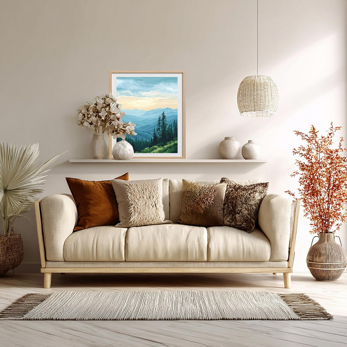 Great Smoky Mountain Paint by Numbers for Adult, Green Forest Paint by Number Kits for Beginner, Mountain Scenery DIY Acrylic Oil Painting for Gift Home Wall Decor(16×20inches, Unframe) ARNLRDYA