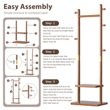 Taitiy Solid Wood Coat Rack Clothes Rack, Coat Rack Freestanding with 2 Shelves and 5 Hooks, Heavy Duty Coat Tree for Entryway, Living room, Coat Hanger Stand for Hats, Bags Clothes(Walnut Brown) Taitiy