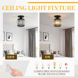 Illus Semi Flush Mount Ceiling Light Fixture, Modern Black Crystal Ceiling Light, Small Hallway Light Fixtures, Entryway Light Fixture for Kitchen Hallway Bedroom Foyer Dinning Room (Black) illus illumination