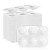 DLOnline 50 PCS White Plastic Watercolor Palette, 6 Well Rectangular Paint Palettes, Paint Tray Palettes, Paint Trays for Kids, for Painting, DIY Craft, Art Painting Class DLOnline