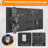 DoCred Slat Wall Paneling Organizer, 4x7.5 FT PVC Garage Slatwall Storage Systems, Heavy Duty Mounted Slat Peg Board for Tool Organization Ladder Bike Rack (Black) DoCred