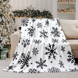 Christmas Snowflake Blanket Ultra Soft Winter Holiday Throw Blanket Xmas Idea Gifts Flannel Fleece Bed Blankets Lightweight Warm Cozy Fuzzy Plush Cabin Throw for Sofa Couch, Black White, 50" X 60" Yersion