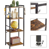 YMYNY Bookcase, 4-Tier Narrow Ladder Bookshelf, Freestanding Shelving Unit, Multifunctional Storage Rack, for Home Office Living Room Bedroom Kitchen, Plant Stand, Rustic Brown, 44*16.9*11.4"UHBC004H YMYNY