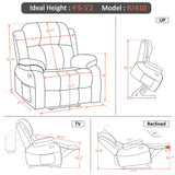 MCombo Small-Wide Power Lift Recliner Chair with Massage and Heat for Petite Elderly People, 3 Positions, 2 Side Pockets, USB Ports, Faux Leather R7410 (Black, Small-Wide) MCombo