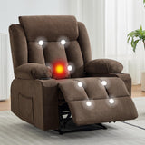 Oversized Recliner Chair,Classic and Traditional Manual Recliner Chair With Vibration Massage and Heat, Comfy Overstuffed Deep Seat Sofa With Side Pockets, Front Pockets and Cup Holder for Living Room Takywep