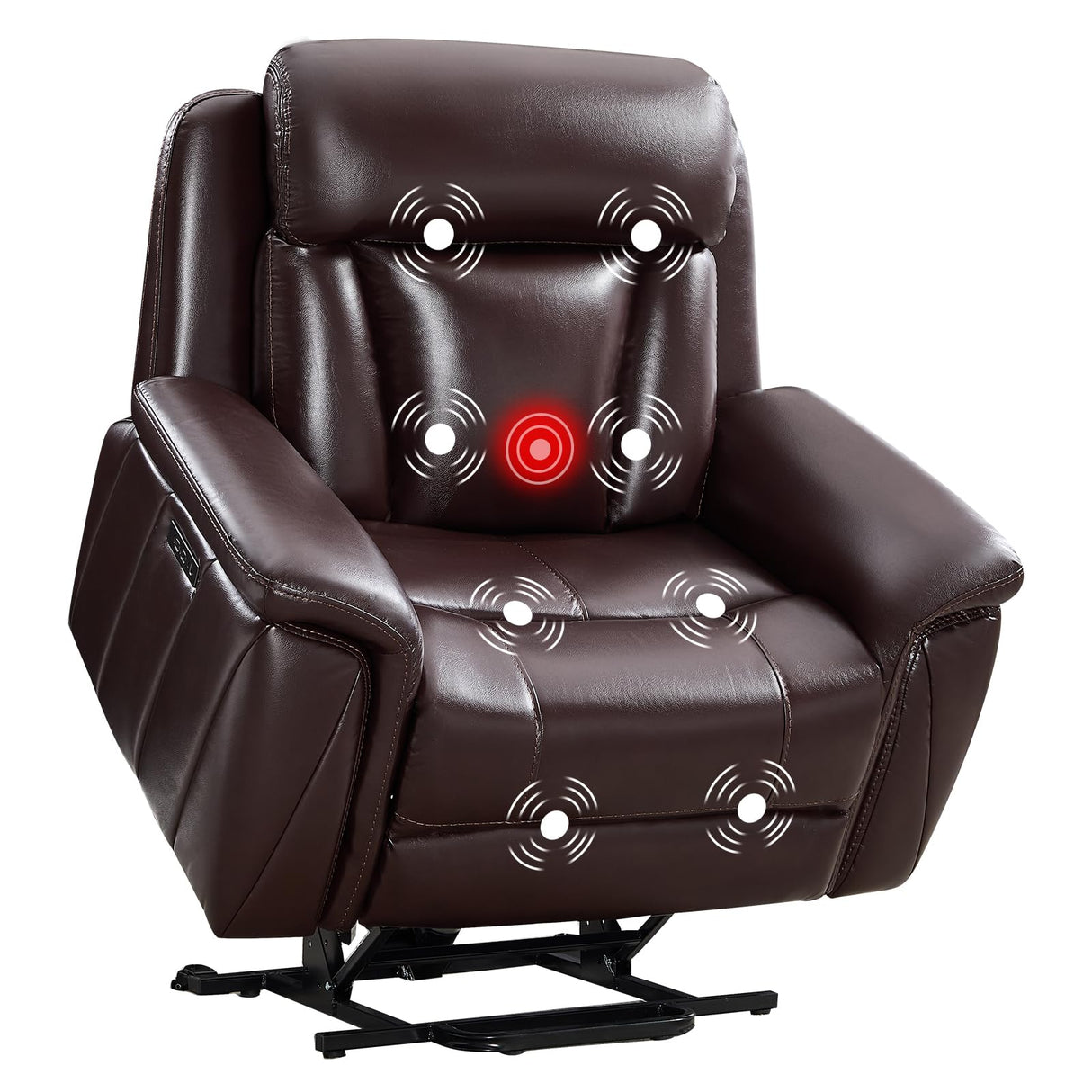 CANMOV 50" Wide Oversized Recliner, Faux Leather Power Lift Recliner Chair, Extra Large Lift Chair with Massage and Heat, Stand Up Recliner for Elderly Big and Tall, Brown CANMOV