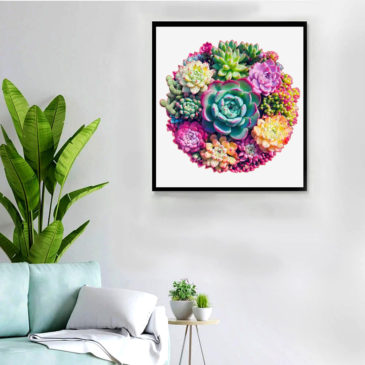 Wooden Puzzles for Adults, 200 Piece 11.14" x 10.7" Unique Shaped Wood Puzzle, Mandala Succulent Jigsaw Puzzles, Brain Teaser Puzzles for Adults, Family Games for Kids and Adults Hopelucr