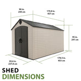 Lifetime Outdoor Storage Shed, 8x15 Ft, Desert Sand, Resin Backyard Tool Shed with Lockable Doors and Weather-Resistant Panels Lifetime