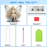 Bowetile Fairy Diamond Art Hanging Kits for Adults Kids, 5D Special Shape Diamond Painting Pendant Kits, Animal Gem Art Suncatchers Painting Ornament for Home Garden Wall Decor Bowetile