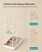 SONGMICS Jewelry Holder, Jewelry Organizer, Jewelry Display Stand with Metal Frame, Velvet Tray, Necklace Earring Bracelet Holder, for Studs, Rings, Gift Idea, Matte White UJJS021W01 SONGMICS