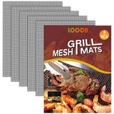 LOOCH BBQ Mesh Grill Mat Set of 5 - Heavy Duty Nonstick Mesh Grilling Mats & Barbecue Accessories - Reusable and Easy to Clean - Works on Gas, Charcoal, Electric Grill and More - 15.75 x 13 Inch LOOCH