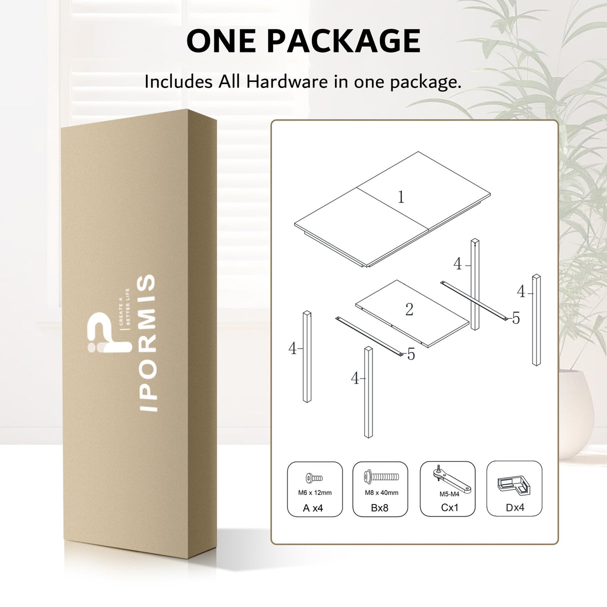 iPormis 63" Extendable Kitchen Table for 4-8, Square Wooden Dining Table with Metal Base, Mid-Century Dinner Table for Small Space, Easy Assembly, Rustic Brown iPormis