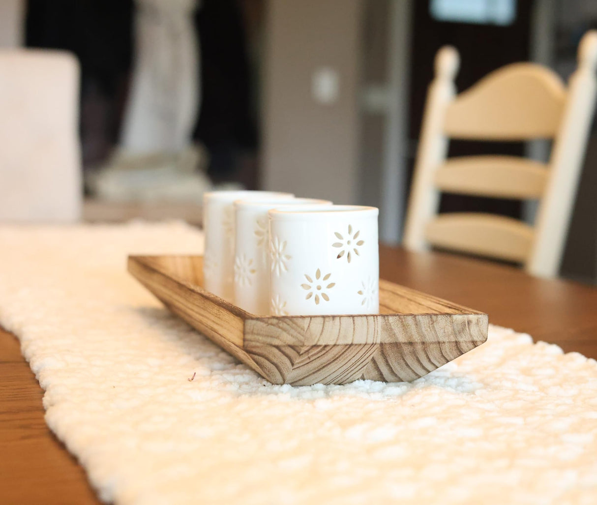 Wood Dough Bowl (14.2" x 6.2" x 2") - Durable Paulownia Key Bowl - Stylish Decorative Bowl - Easy to Clean, Versatile Decorative Tray - Perfect for Home Decor, Table Centerpiece, dough bowl for decor Zuber Home Goods