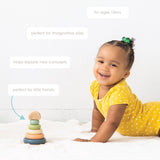 Pearhead Wooden Stacking Rainbow Toy, Baby and Toddler Ages 12+ Months Montessori Toy, Interactive Stackable Rings Learning Toy, Baby Girl or Baby Boy Nursery Accessory Pearhead