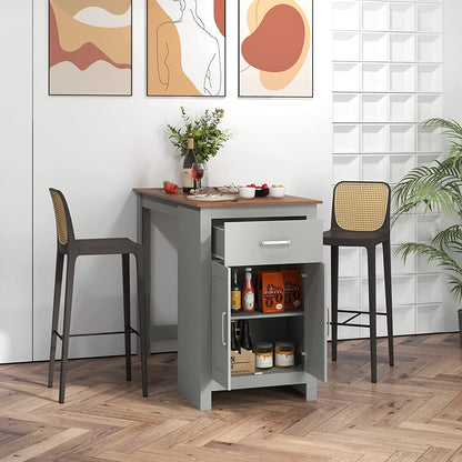 Bar & Dining Table, Light Grey & Burly Wood