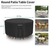 Patio Furniture Covers Waterproof, Round Outdoor Furniture Cover, 500D Heavy Duty Patio Table & 6 Chairs Set Cover, All Weather Protection Covers for Outdoor Table Set, 84" Dia x 28" H -Black NYFITY