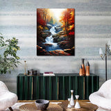 TUMOVO Adult Paint by Number Kits on Canvas Autumn Landscape Paint by Numbers for Adult Beginner Forest Waterfall Color by Numbers for Adults Craft Kits - 16x20 Inch, Flameless TUMOVO