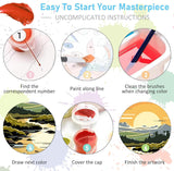 4 Pack Framed Paint by Numbers Kit for Adults 12x12inch-Landscape Paint by Numbers Kit with Framed, DIY Painting by Number with Canvas Oil Painting for Gift Home Wall Decor (30x30cm, without Easel) ajepon