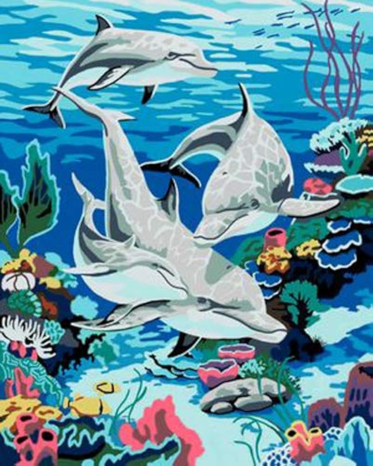 Newsight DIY Oil Painting Paintworks Paint by Number for Kids and Adults (16" x 20"Dolphin Bay) Newsight
